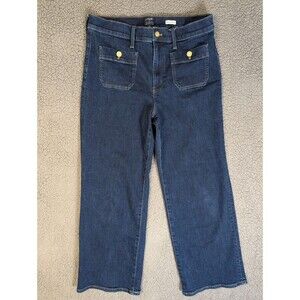 J. CREW Premium Edition Slim Wide-Leg Jeans Full Length White Size 30 Blue